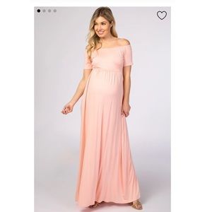 PinkBlush Light Pink Off Shoulder Maxi Dress